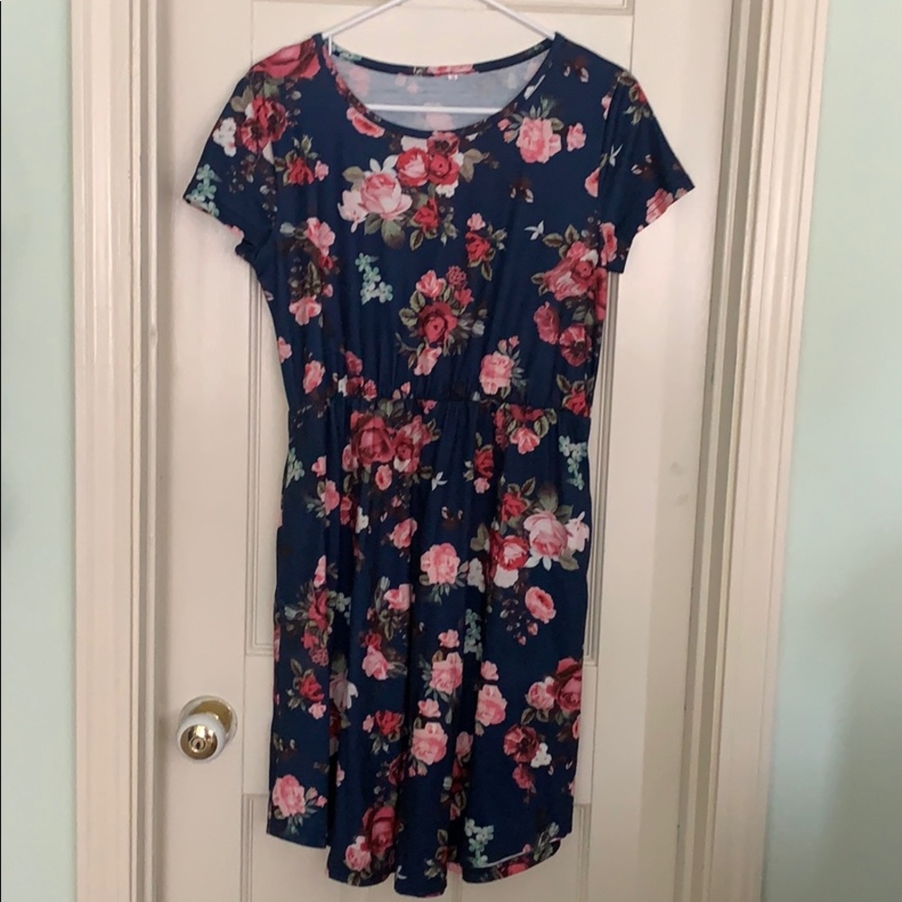 Blue Floral Rose Boutique Dress